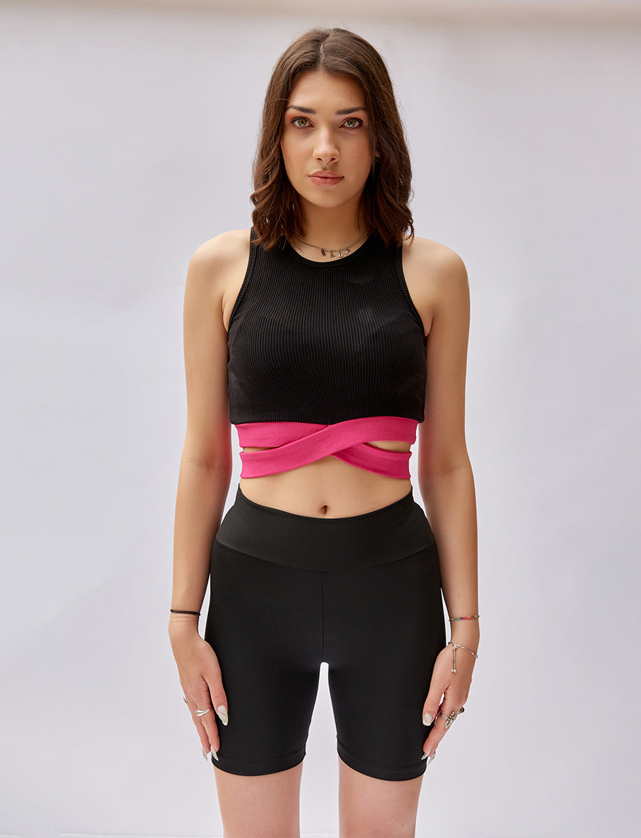 Black Cross Crop Top