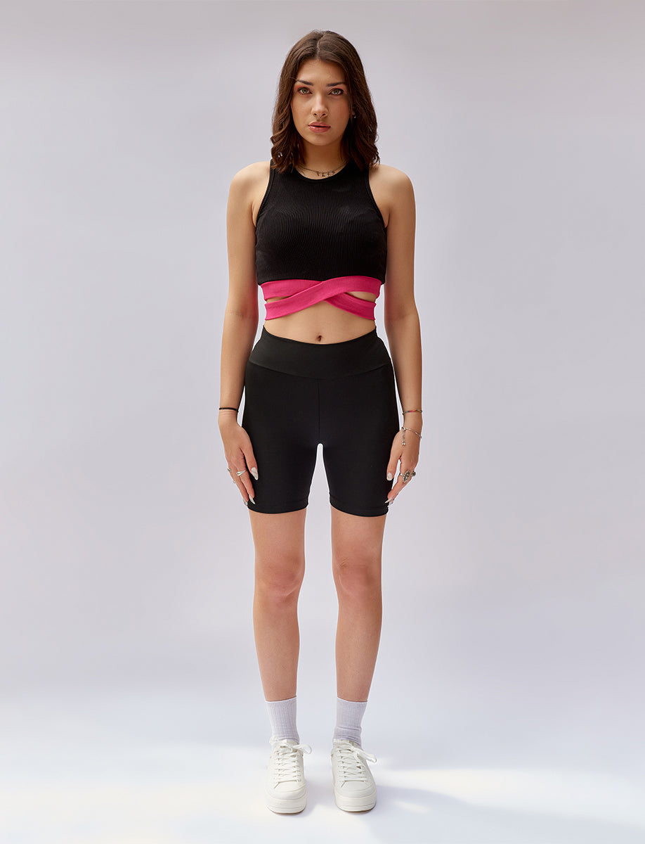 Black Cross Crop Top