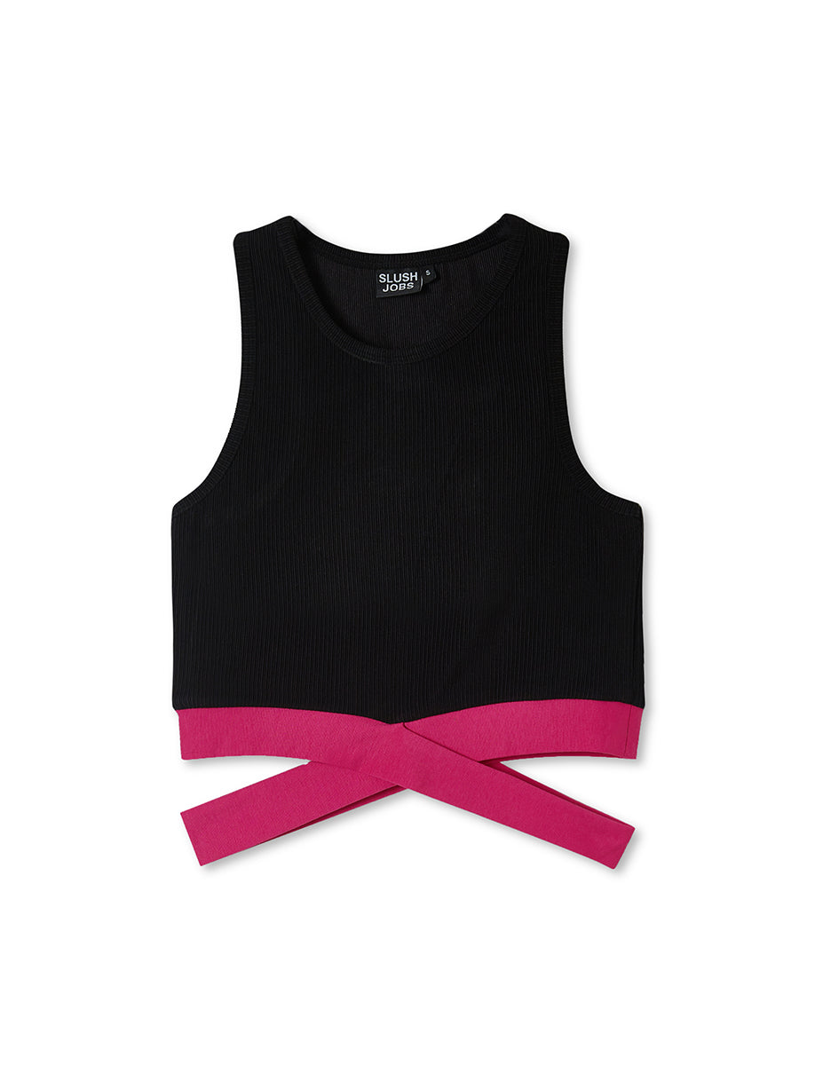 Black Cross Crop Top